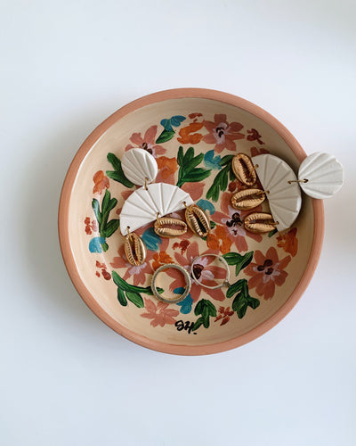 Citrus Flowers Hand painted Trinket Dish - 5 in