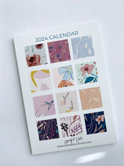 2024 Desk Calendar - FLORAL - Spoonful of Faith 2024 Desk Illustrated Calendar (12 Month)