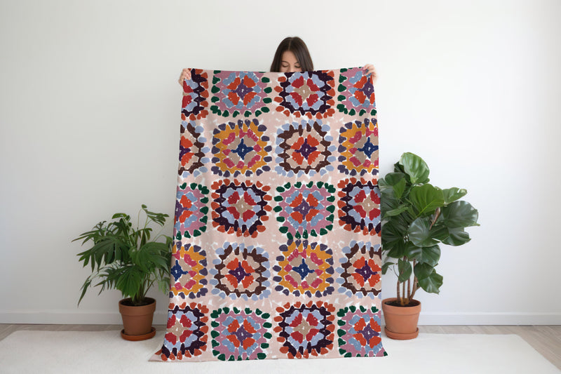 Granny Squares Crochet Inspired 50x60 Minky Blanket