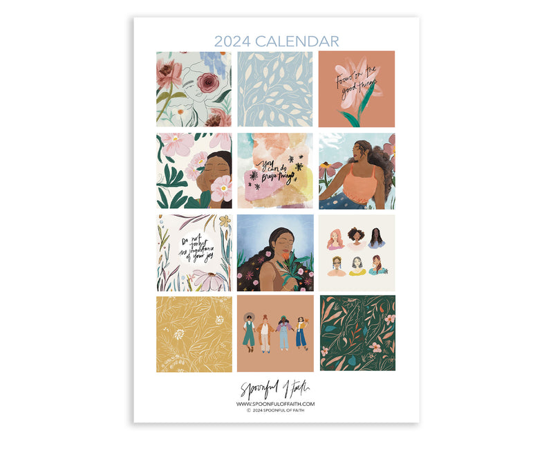 Spoonful of Faith 2024 Illustrated Calendar (12 Month)