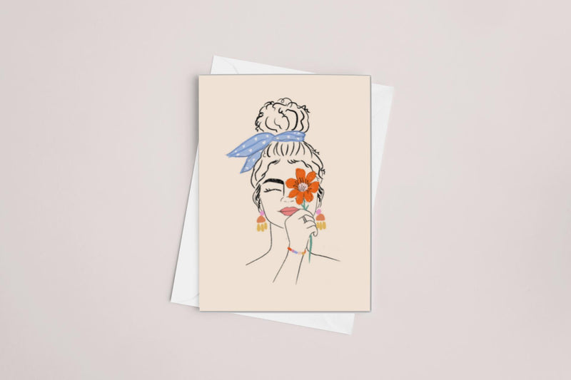 Flower over Face Greeting Card